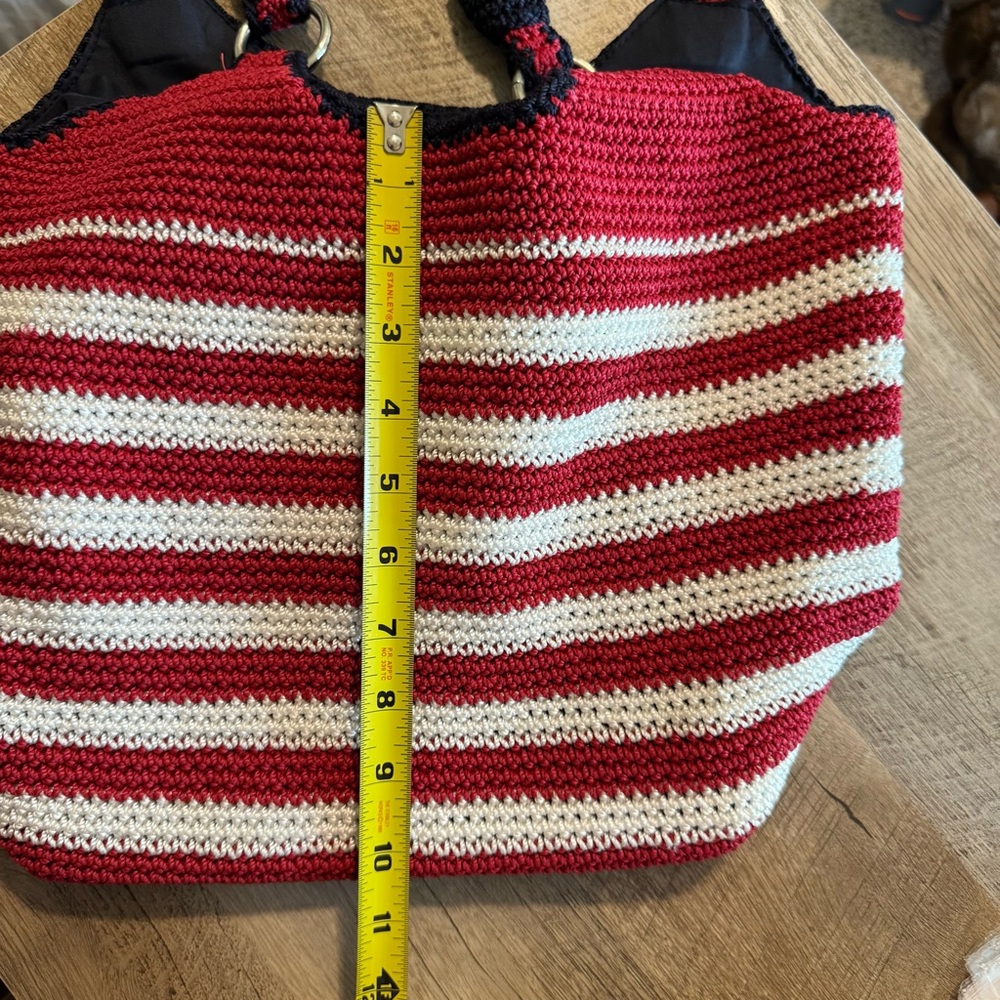 The Sak Crochet American Flag Shoulder Bag in Red, White, Navy - Picture 7 of 8